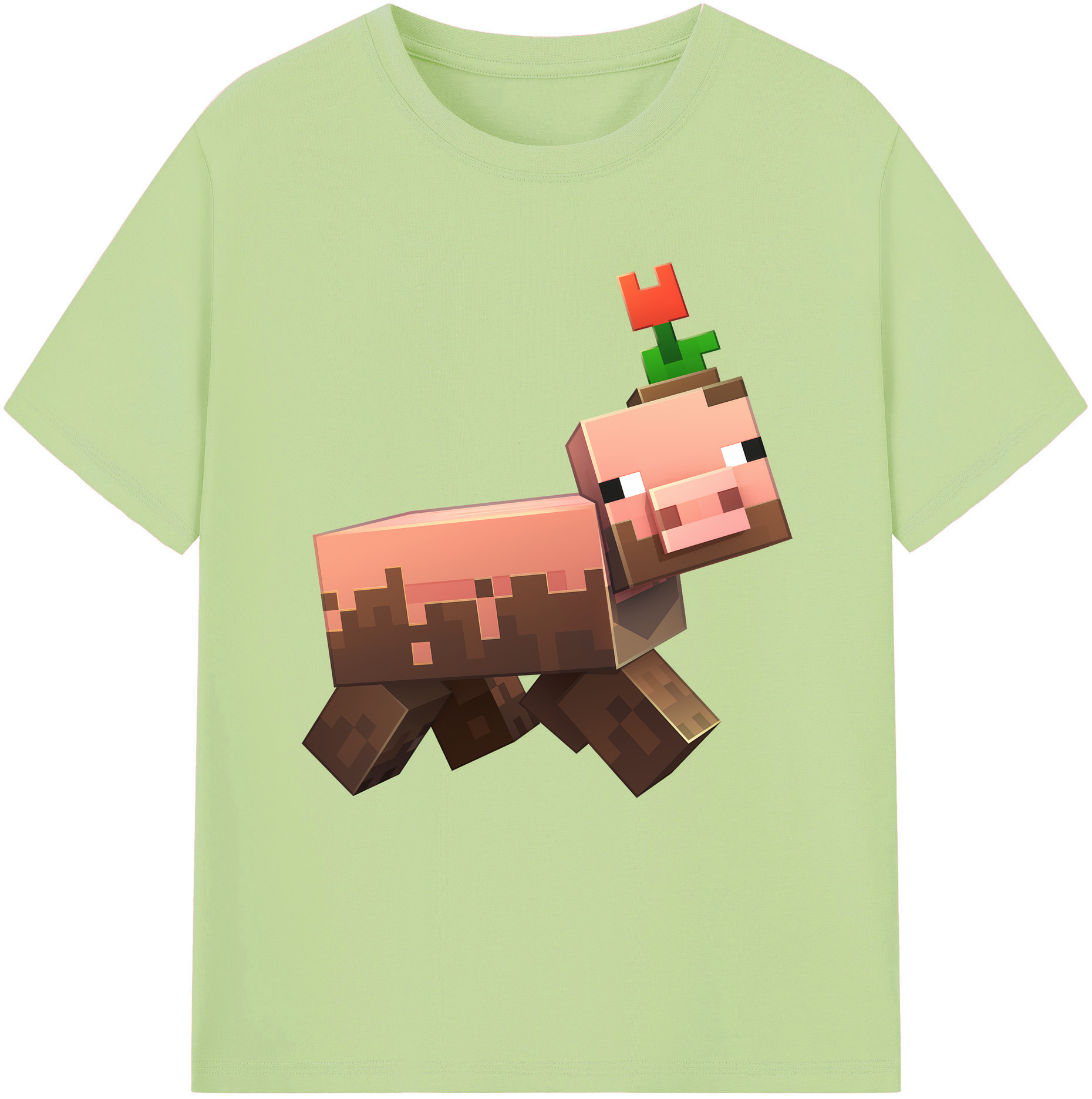 （画像用） マインクラフト ブロックの世界 Minecraft MC Block world 綿100％半袖Tシャツ（フロントプリント）